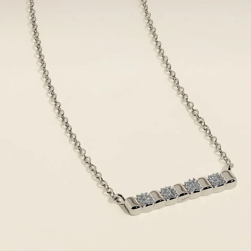 Astrid & Miyu Crystal Ridged Bar collier argent cristal