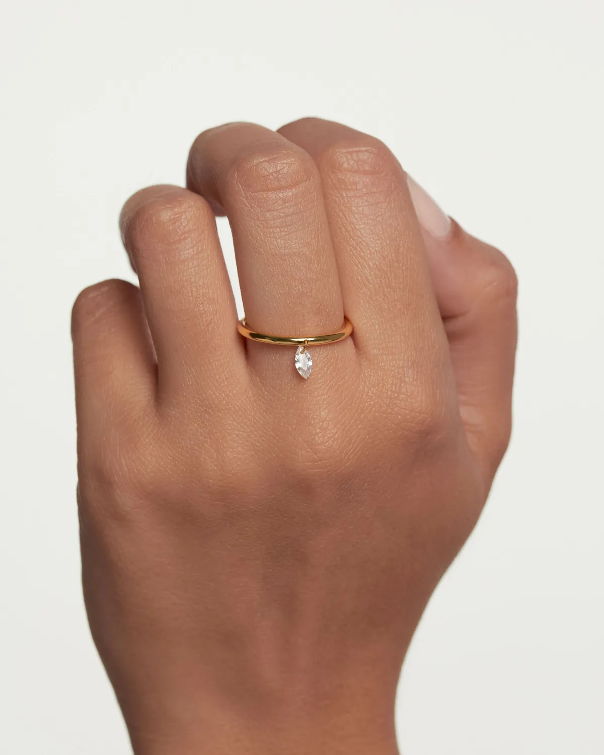 PDPAOLA Rain Solitaire bague plaqué or zircone 1,7 mm