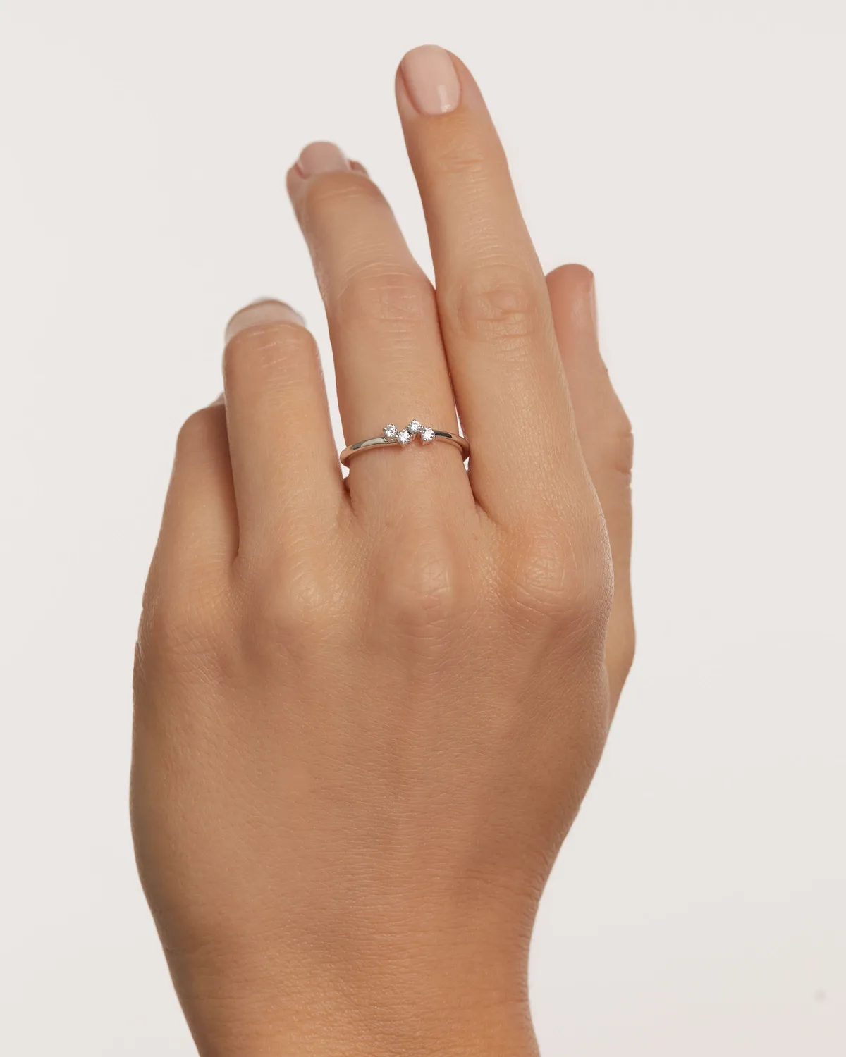 PDPAOLA Quatre bague argent zircones blanches