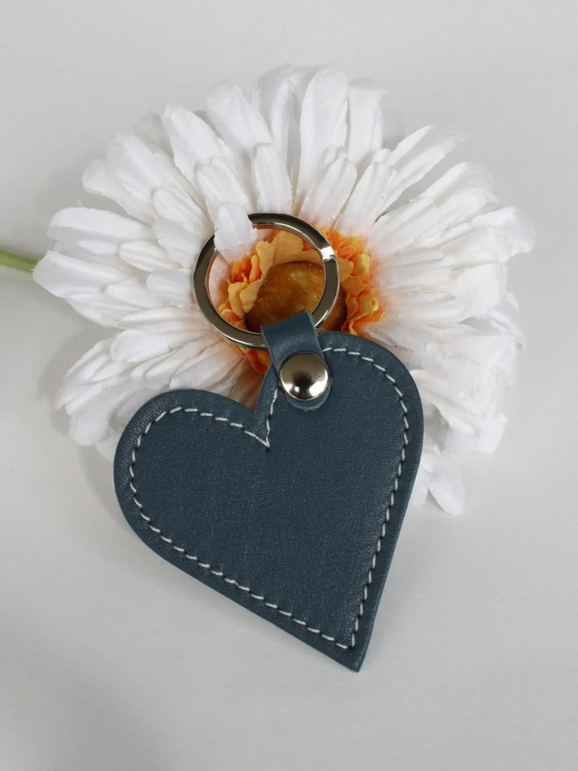 Drelin Cœur porte-clés cuir surcyclé luxe