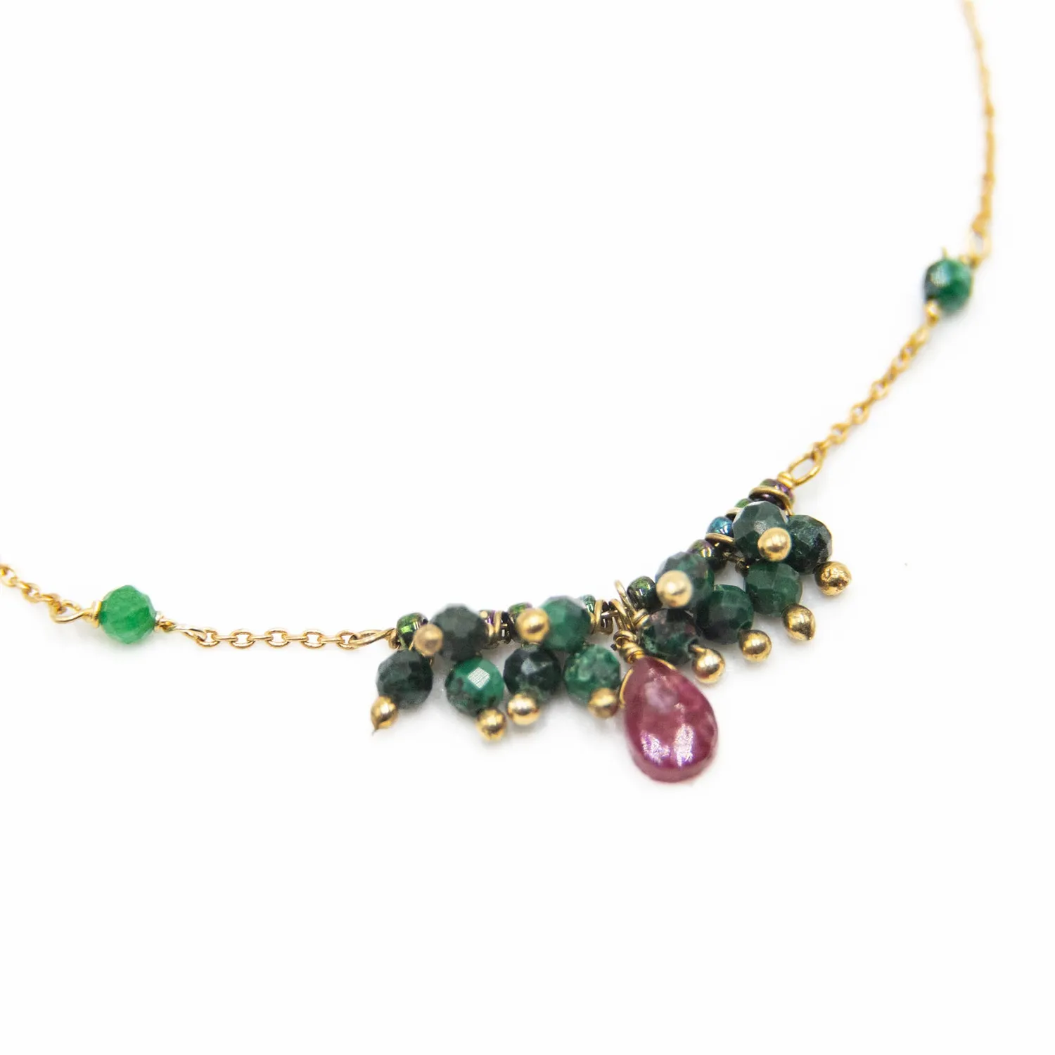 Le Fourbi de Capucine FDC10 bracelet laiton doré malachite rubis