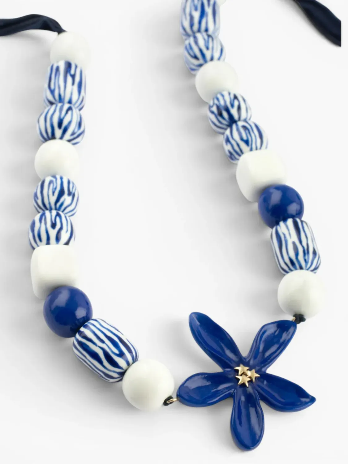 Nach Bijoux jasmin bleu maxi collier ajustable coton
