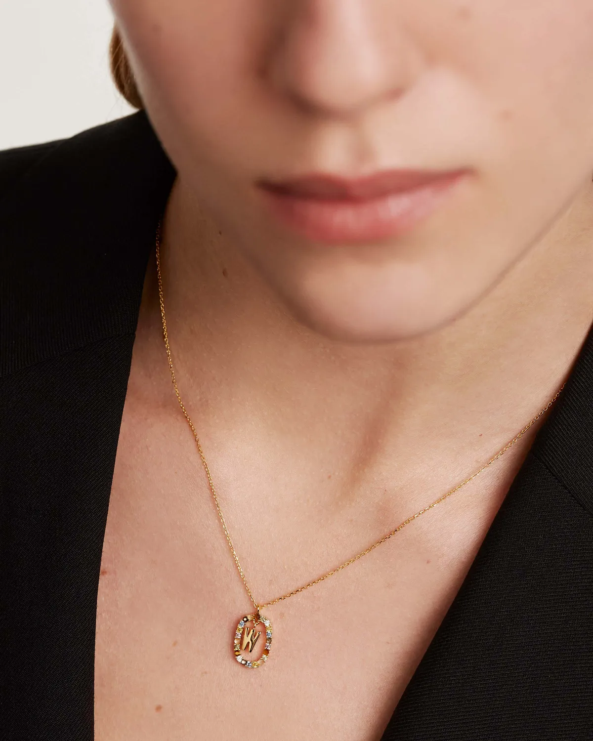 PDPAOLA Letters collier lettre W plaqué or zirconia
