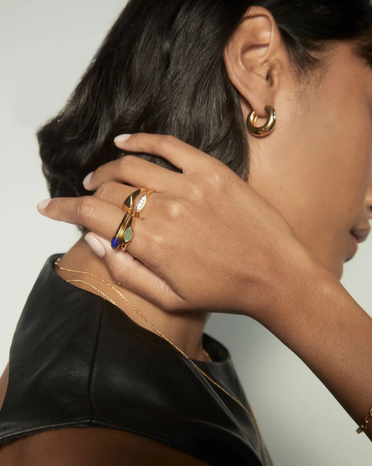 PDPAOLA Nomad Stamp bague lapis-lazuli dorée
