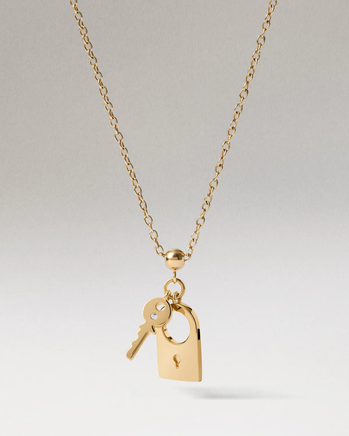 PDPAOLA Padlock charm doré cadenas clé zirconia
