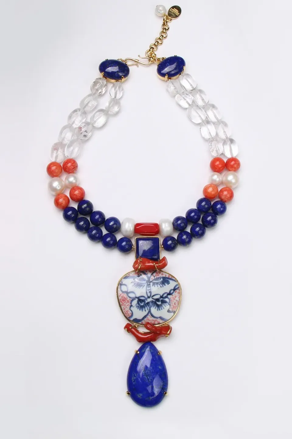Philippe Ferrandis Pièces Uniques collier porcelaine lapis corail