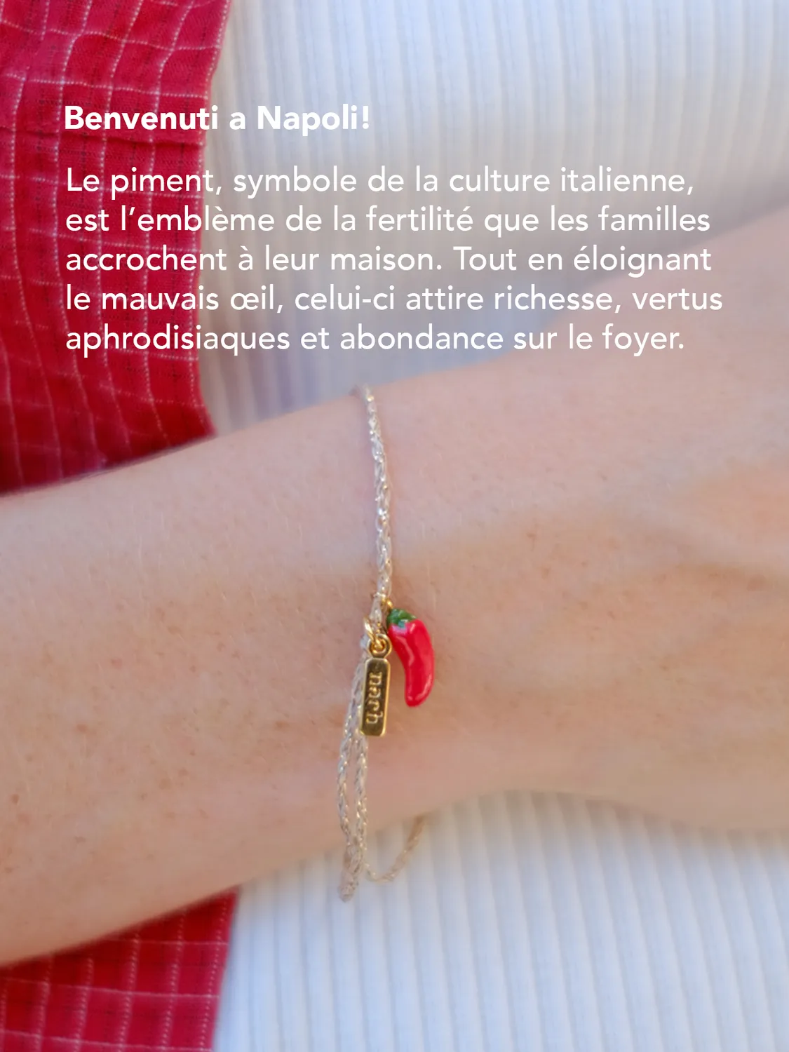 Nach Bijoux Lucky you piment charm porcelaine doré 2,2 cm