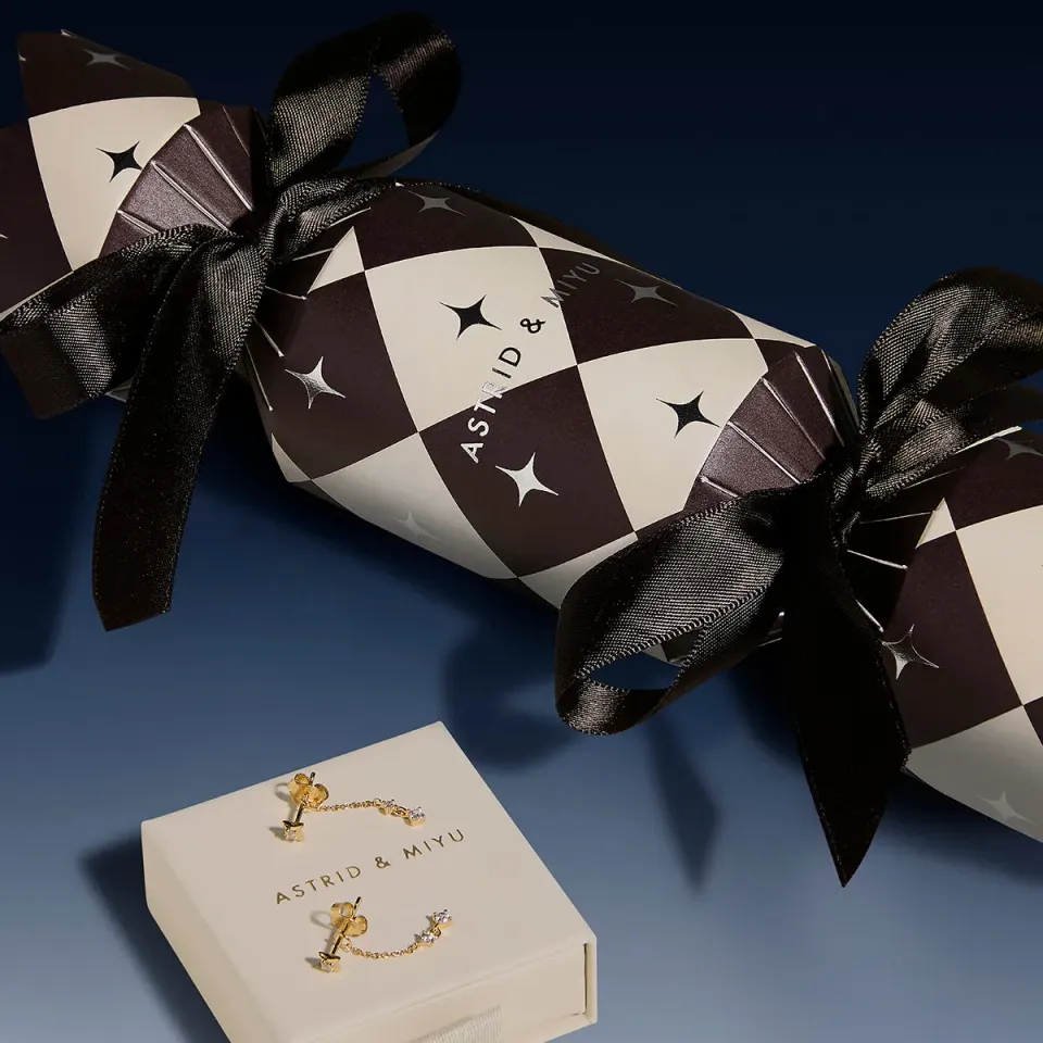 Astrid & Miyu Cosmic Star Drop Studs Cracker boucles d'oreilles or