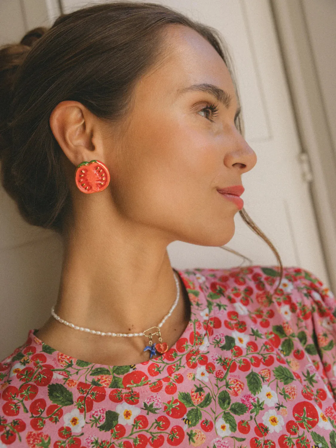 Nach Bijoux Maxi tomate boucles d'oreilles puces rouges