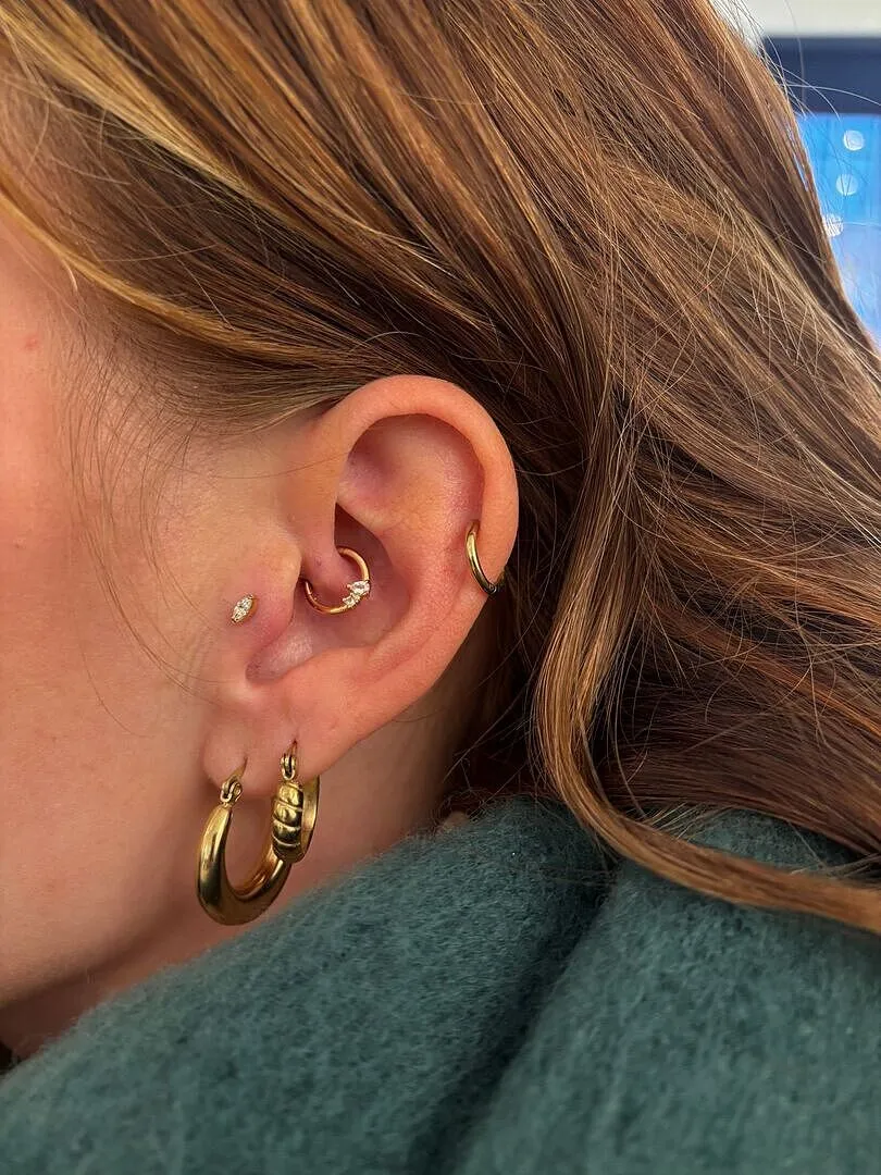 Astrid & Miyu Cluster Topaz anneau daith or massif topaze