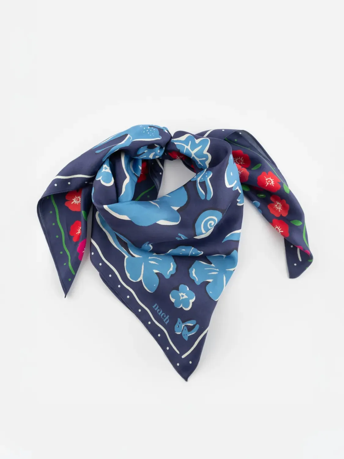 Nach Bijoux Sous Bois foulard satin soie 90x90 cm