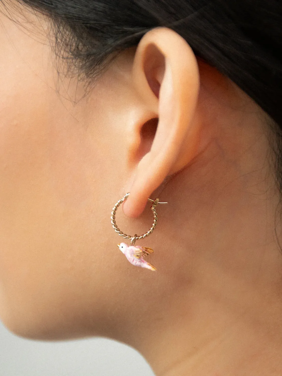 Nach Bijoux colombe rose mini créole boucle d'oreille unité porcelaine