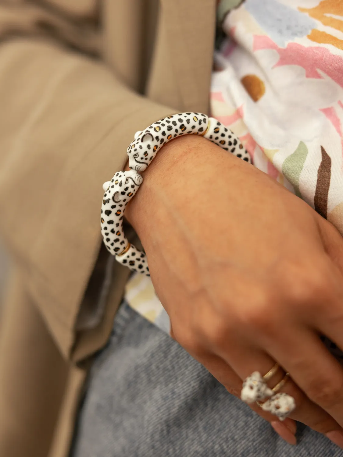 Nach Bijoux Bisou bracelet léopards blanc doré