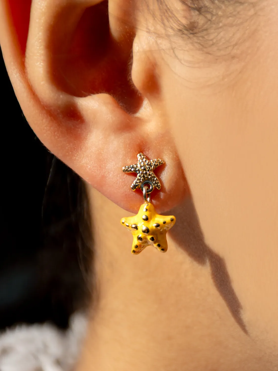 Nach Bijoux étoile de mer boucles pendantes jaune