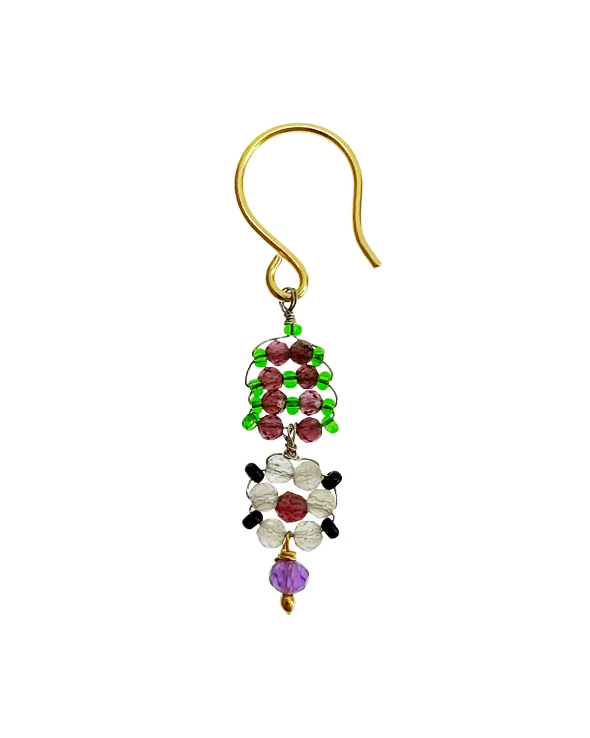 Le Fourbi de Capucine N26 boucles d'oreilles laiton doré grenat