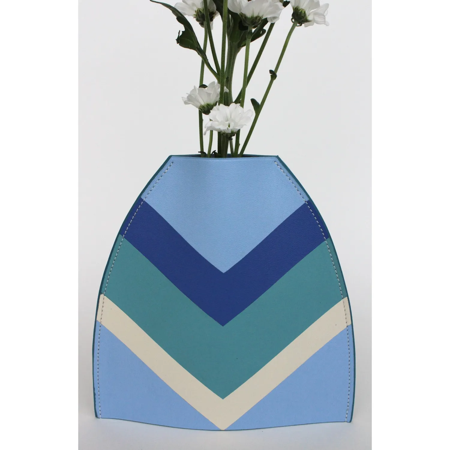 Drelin vase en cuir marqueterie avec tube pour bouquets frais
