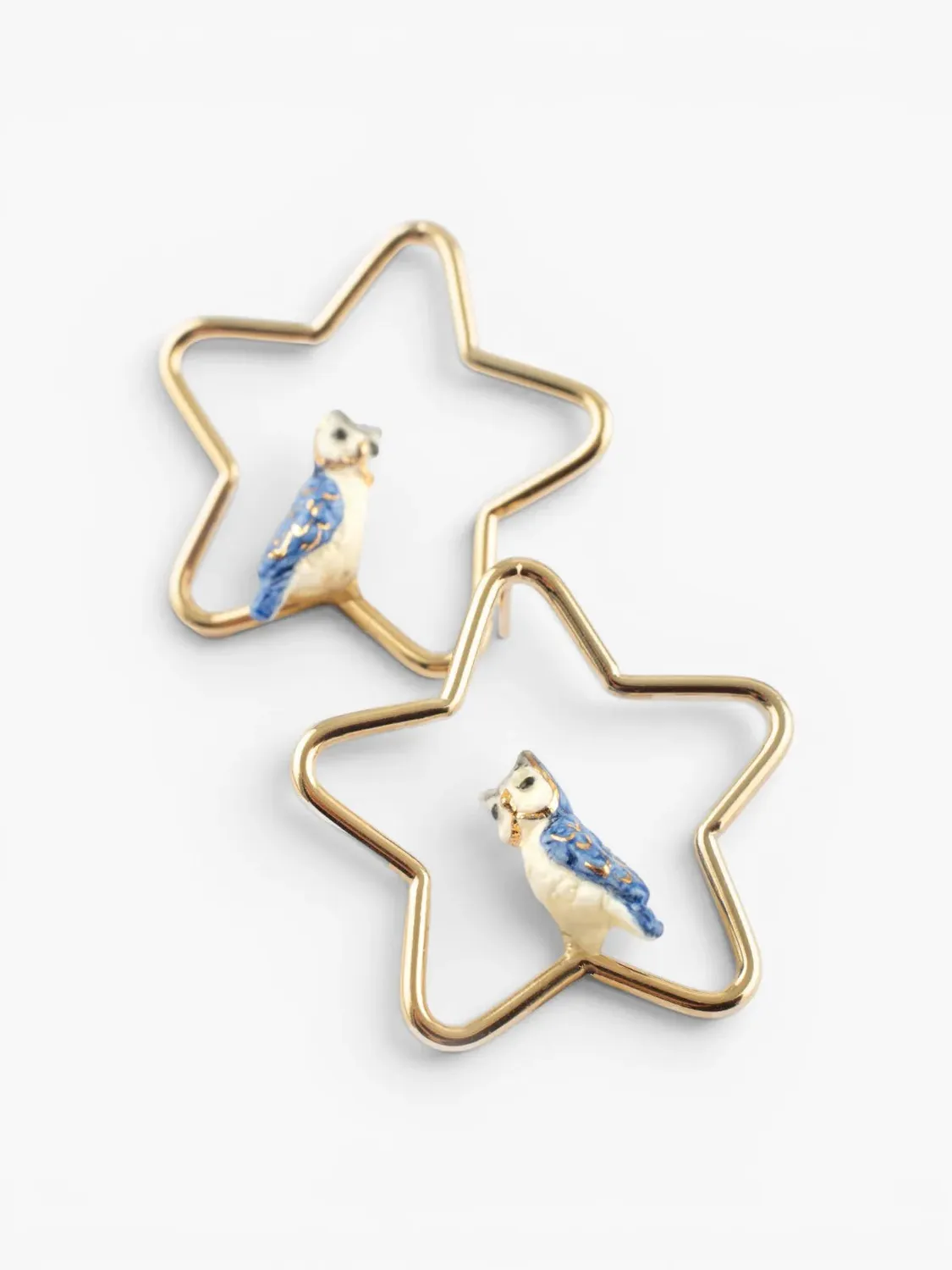 Nach Bijoux Chouette boucles d'oreilles étoiles bleu 3 cm