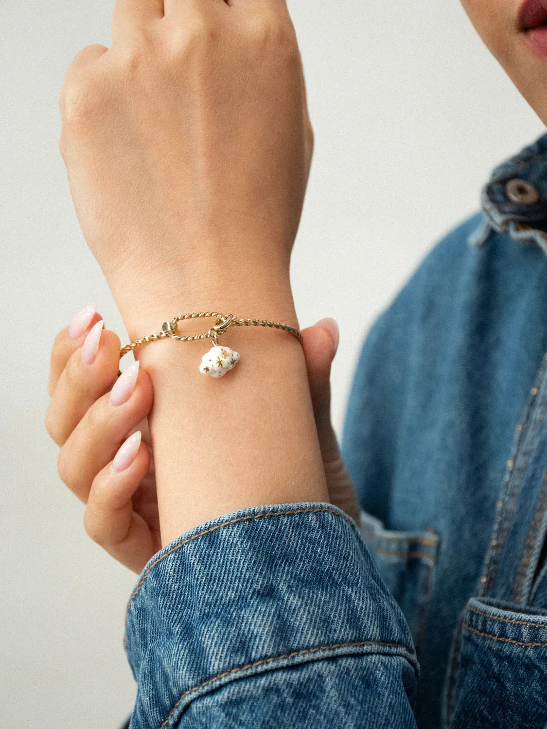 Nach Bijoux nuage blanc doré charms porcelaine Mix Match