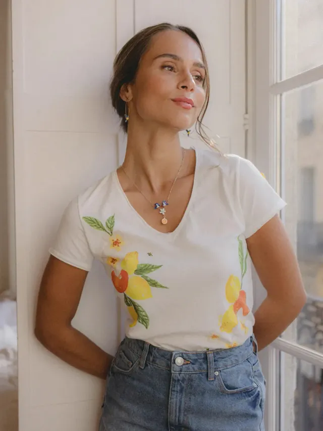 Nach Bijoux Victor fruits du jardin t-shirt col V
