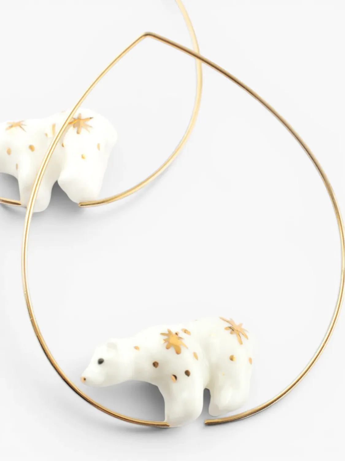 Nach Bijoux Cosmic Ours Blanc créoles porcelaine 4,7 cm