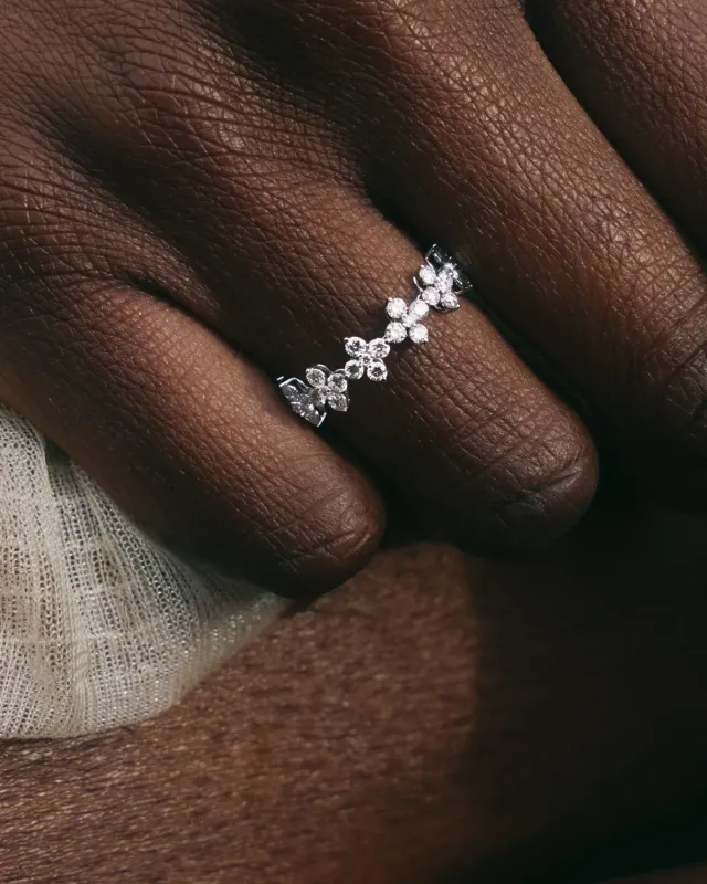 PDPAOLA Maggie Grid bague or blanc diamants