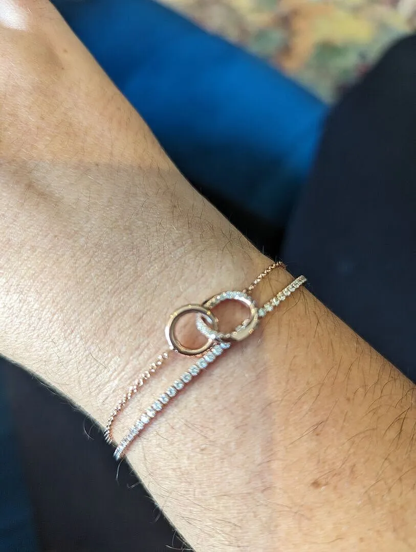 Astrid & Miyu Tennis bracelet rivière or rose zircon