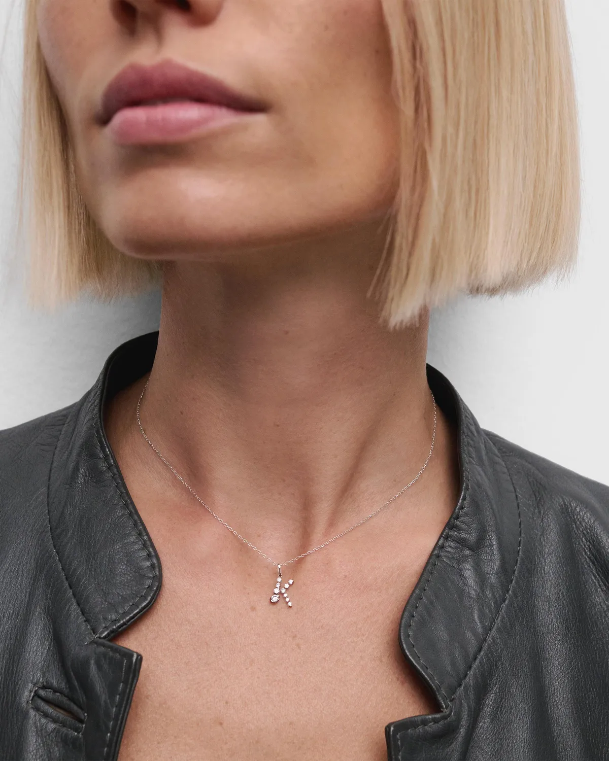 PDPAOLA Diamond Initial K pendentif or blanc diamants