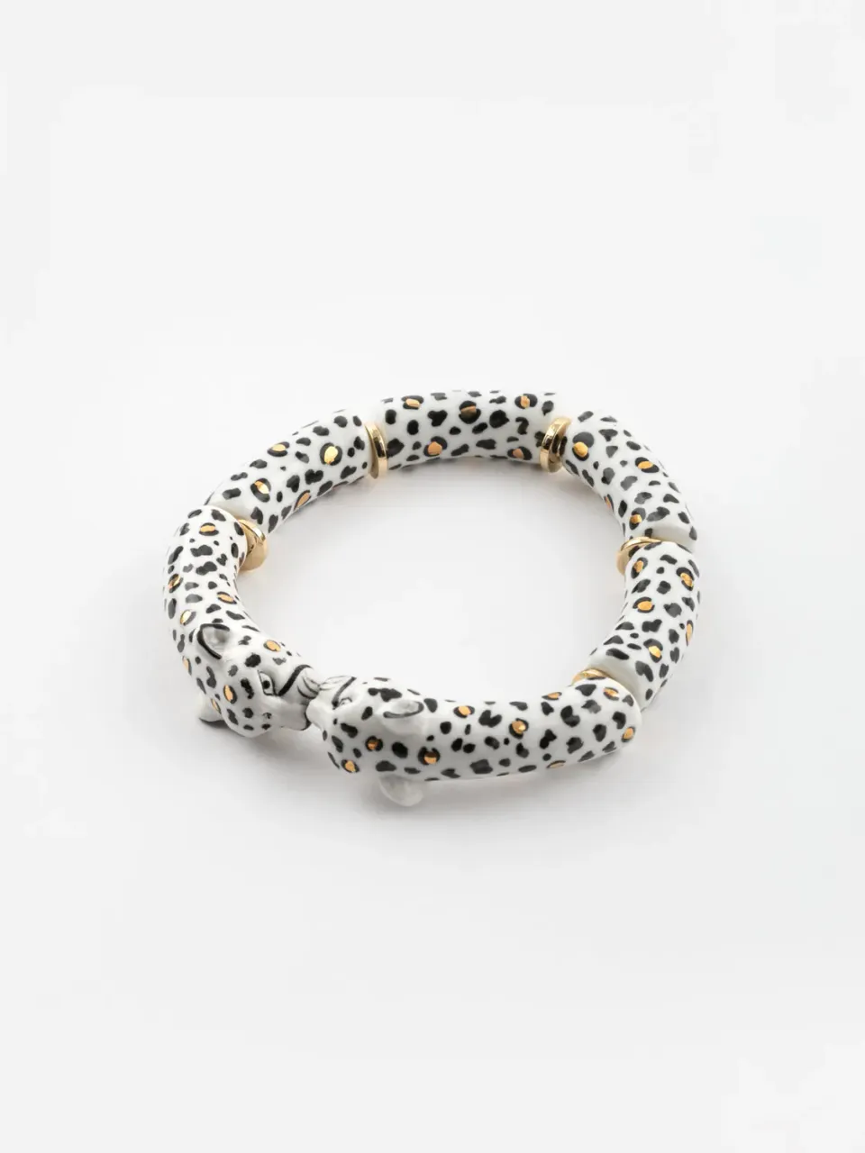 Nach Bijoux Bisou bracelet léopards blanc doré