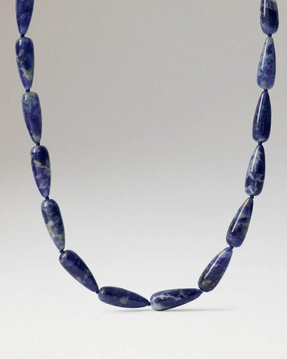PDPAOLA Sodalite Drop collier doré pierre bleue