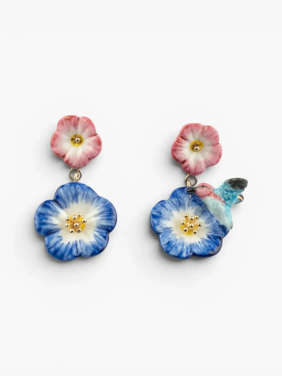Nach Bijoux célestes colibri boucles pendantes roses 3,8 cm