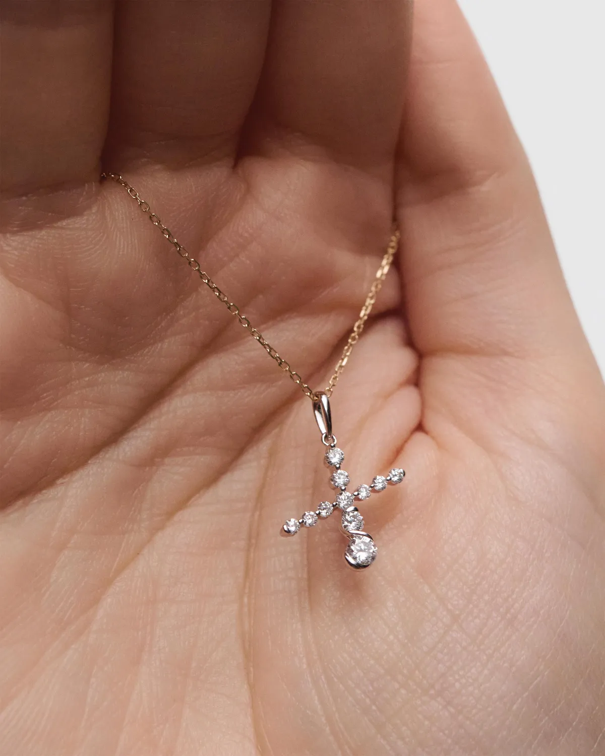 PDPAOLA Diamond Initials X pendentif or blanc diamants