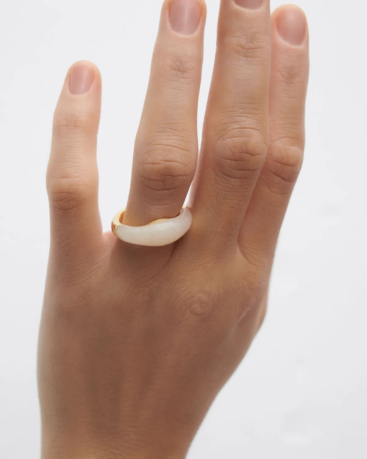 PDPAOLA Milky Quartz Nami Ring bague quartz laiteux