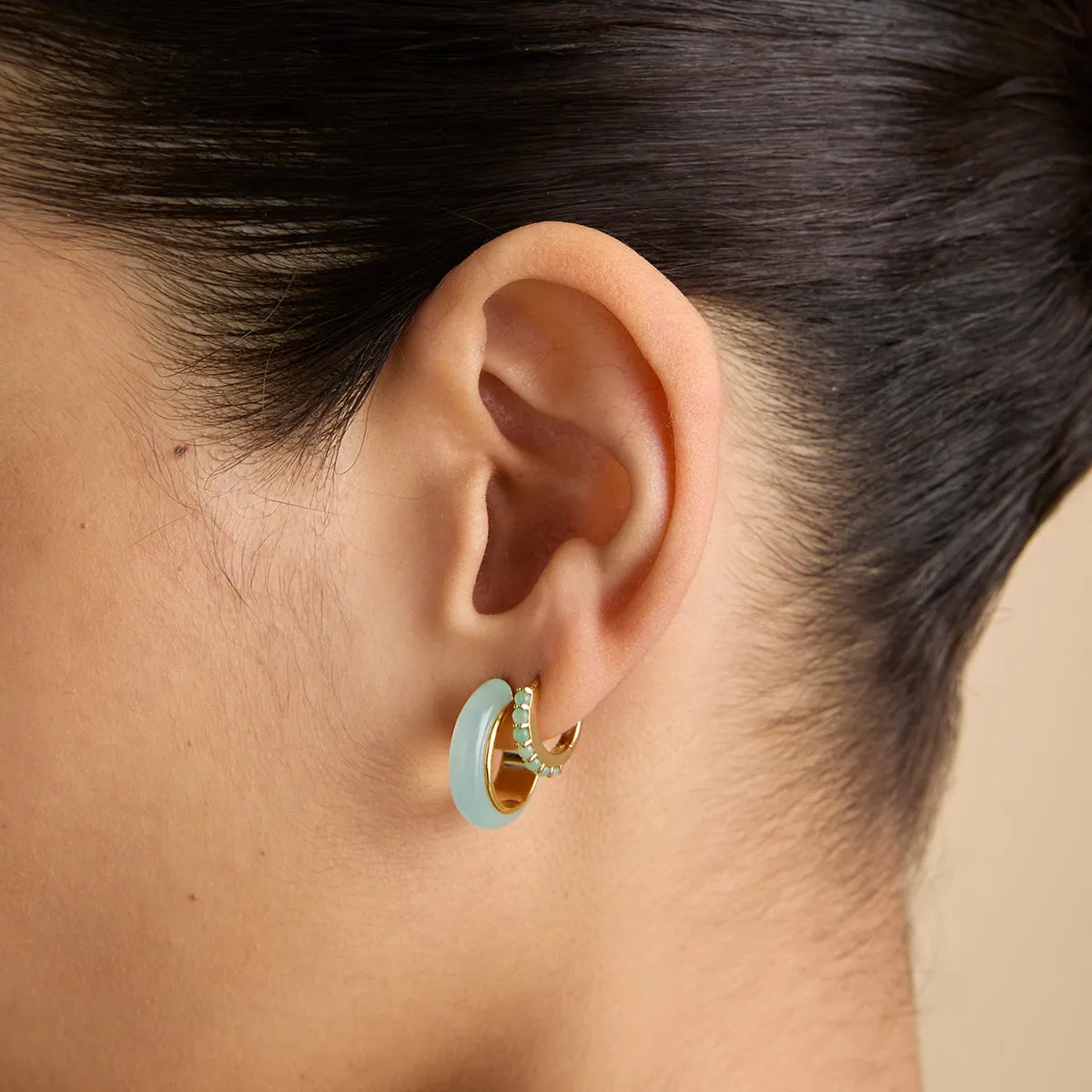 Astrid & Miyu Aqua Pearl créoles dorées perle