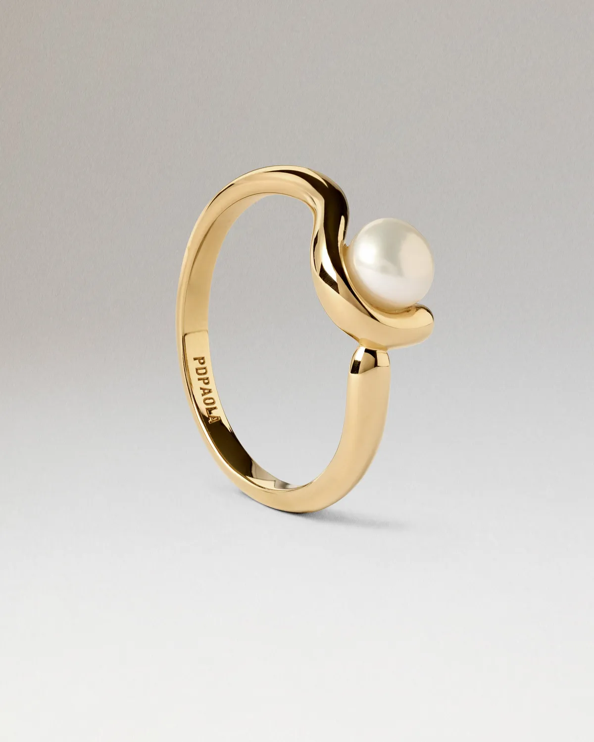 PDPAOLA La Perla Aura bague perle plaqué or