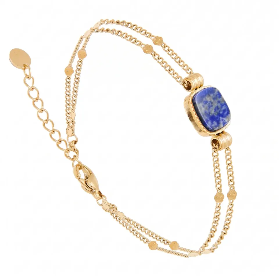 Nao de Paris Vintage Lapis Lazuli bracelet doré 16 cm