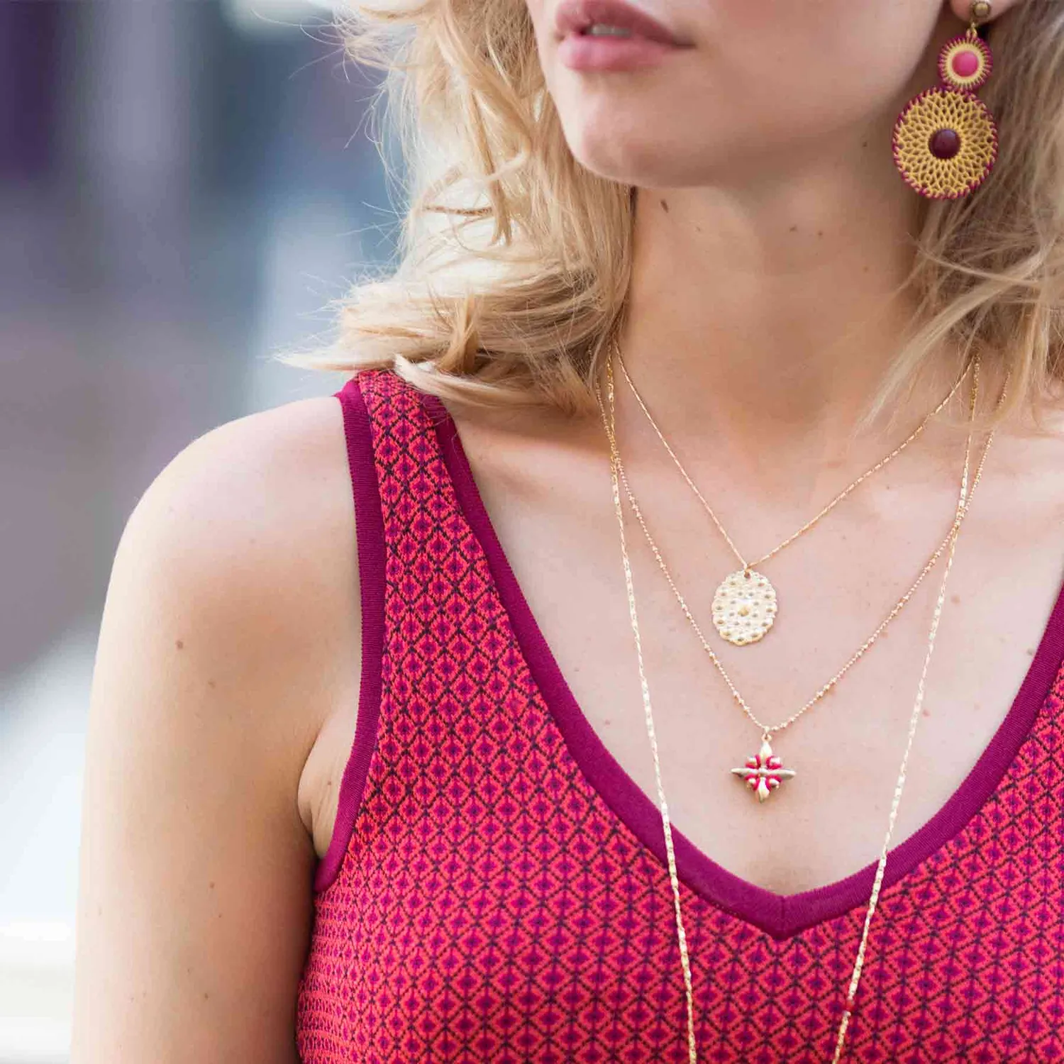Nao de Paris Holly collier perles rouge violet