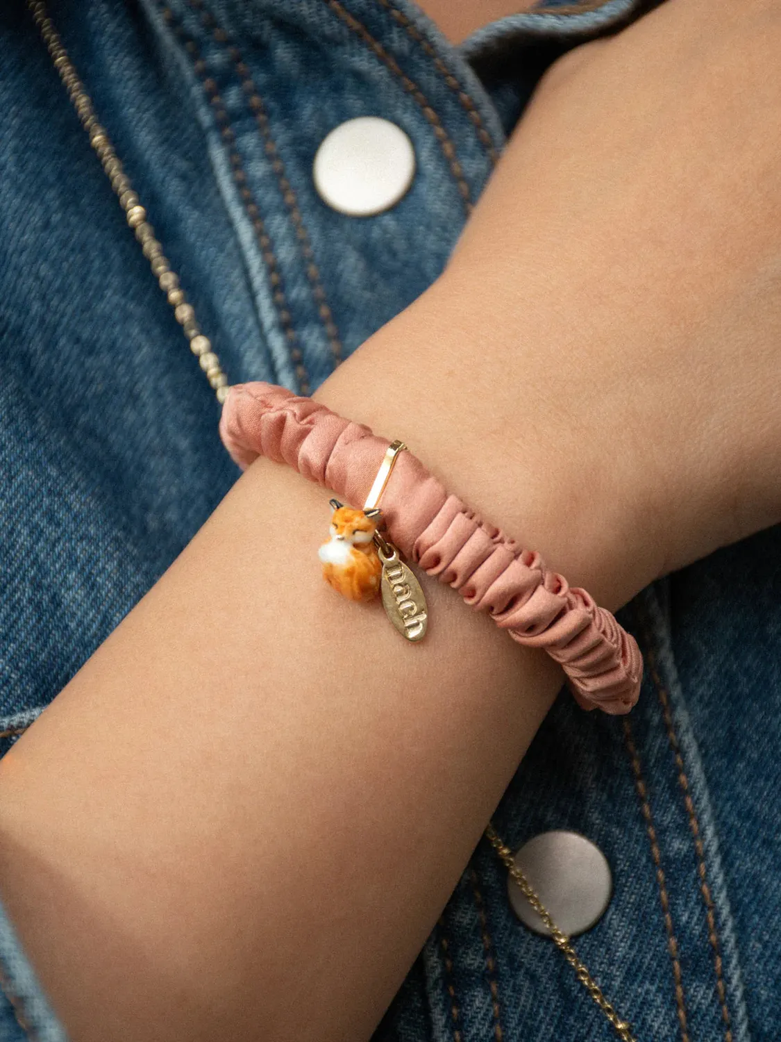Nach Bijoux chouchou rose bracelet soie renard porcelaine