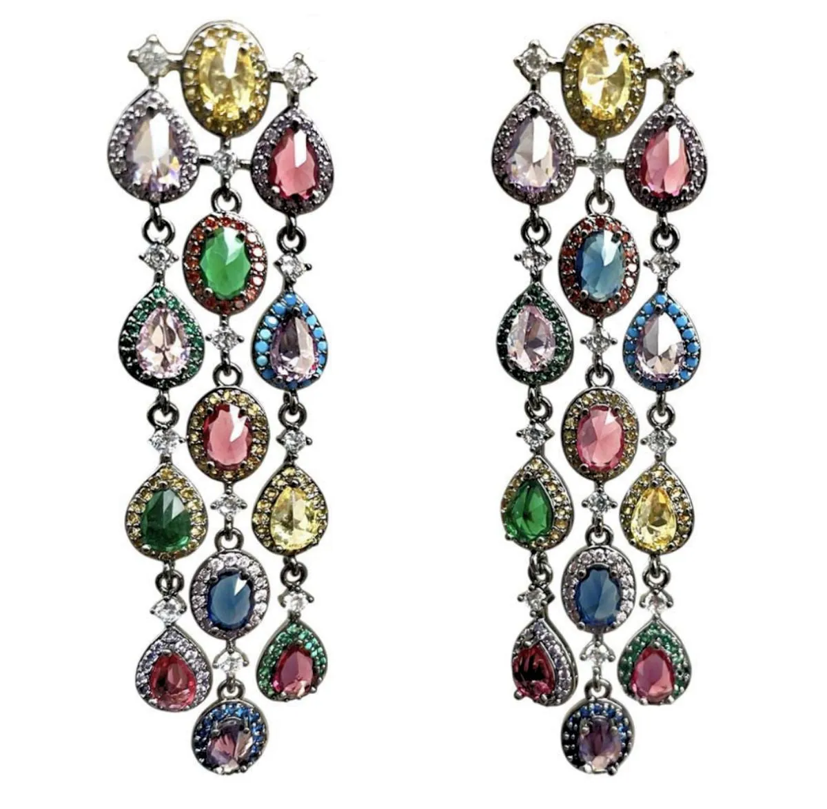 Nao de Paris Petruchka boucles d'oreilles ruthénium multicolore 8 cm
