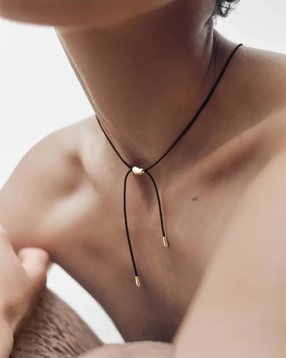 PDPAOLA GRID Rodeo collier cordon noir unisexe