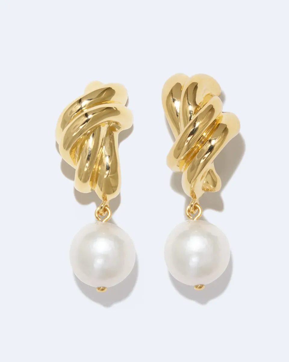 Completedworks Something Borrowed Boucles perle vermeil or