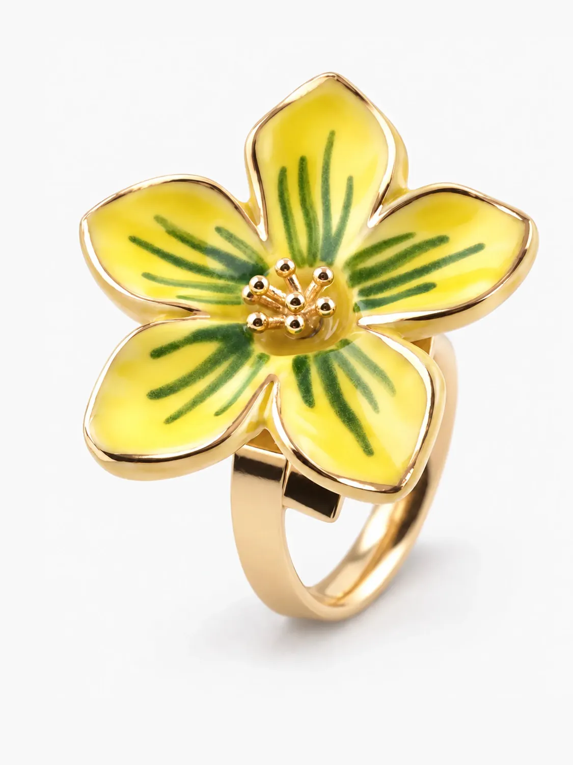Nach Bijoux fleur jaune bague porcelaine ajustable
