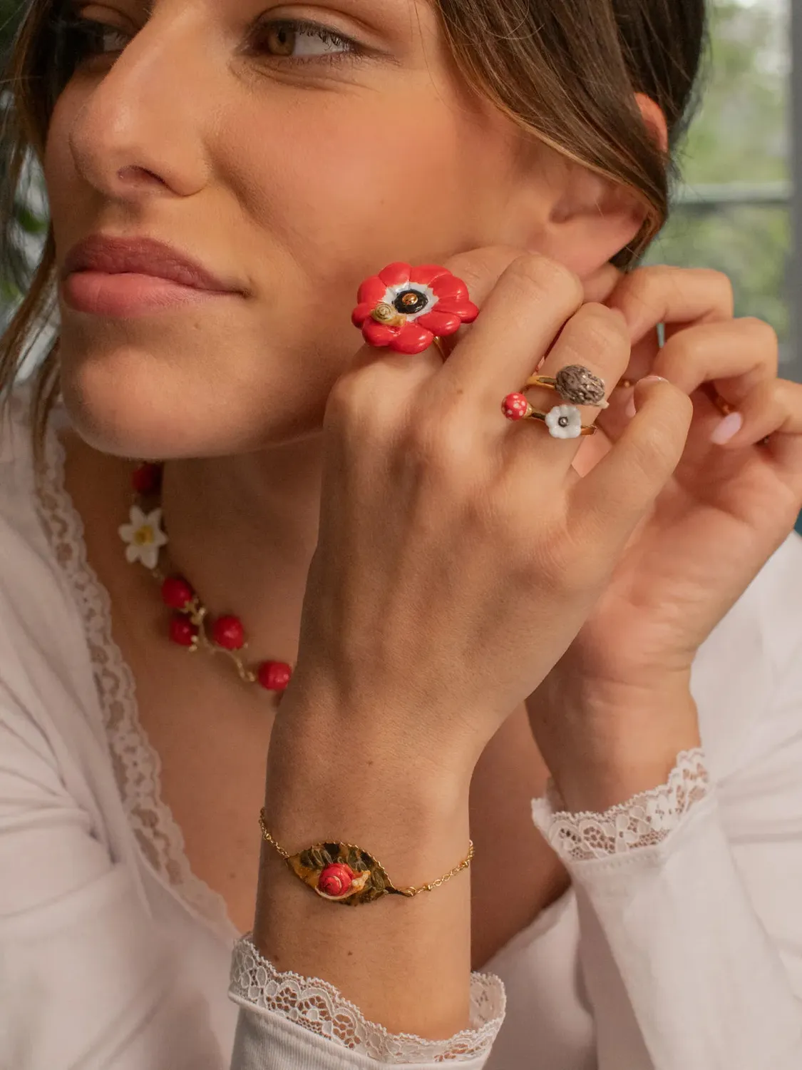Nach Bijoux hérisson champignon bague ajustable
