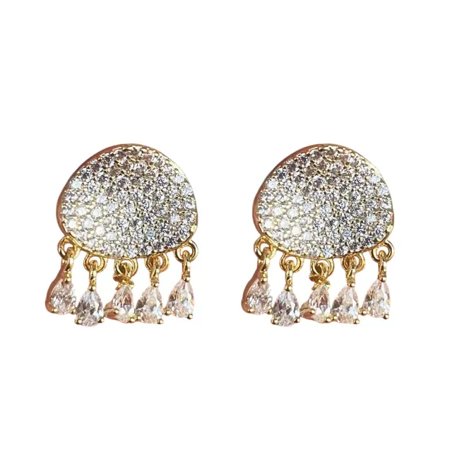 Nao de Paris Diams Chips boucles dorées zircon blanc
