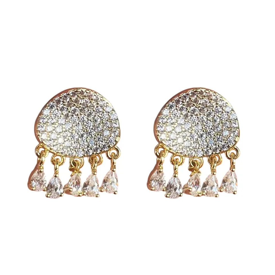 Nao de Paris Diams Chips boucles dorées zircon blanc