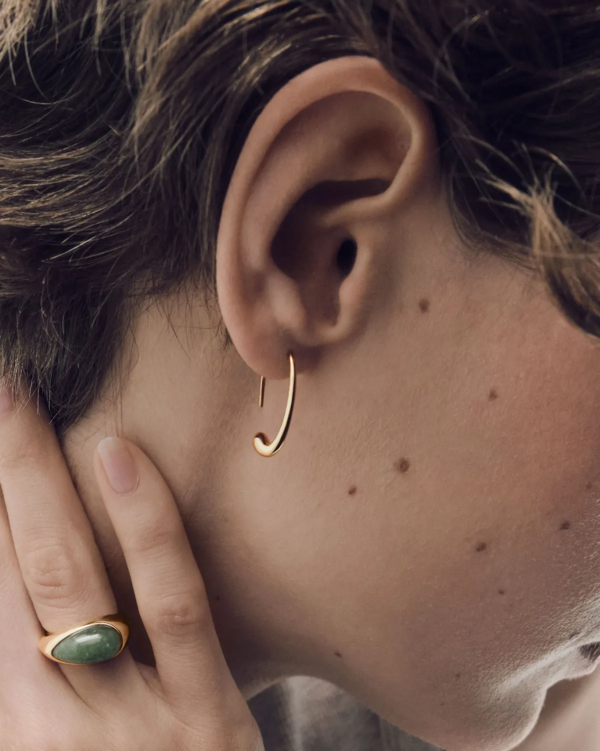 PDPAOLA Luna Stamp bague aventurine verte