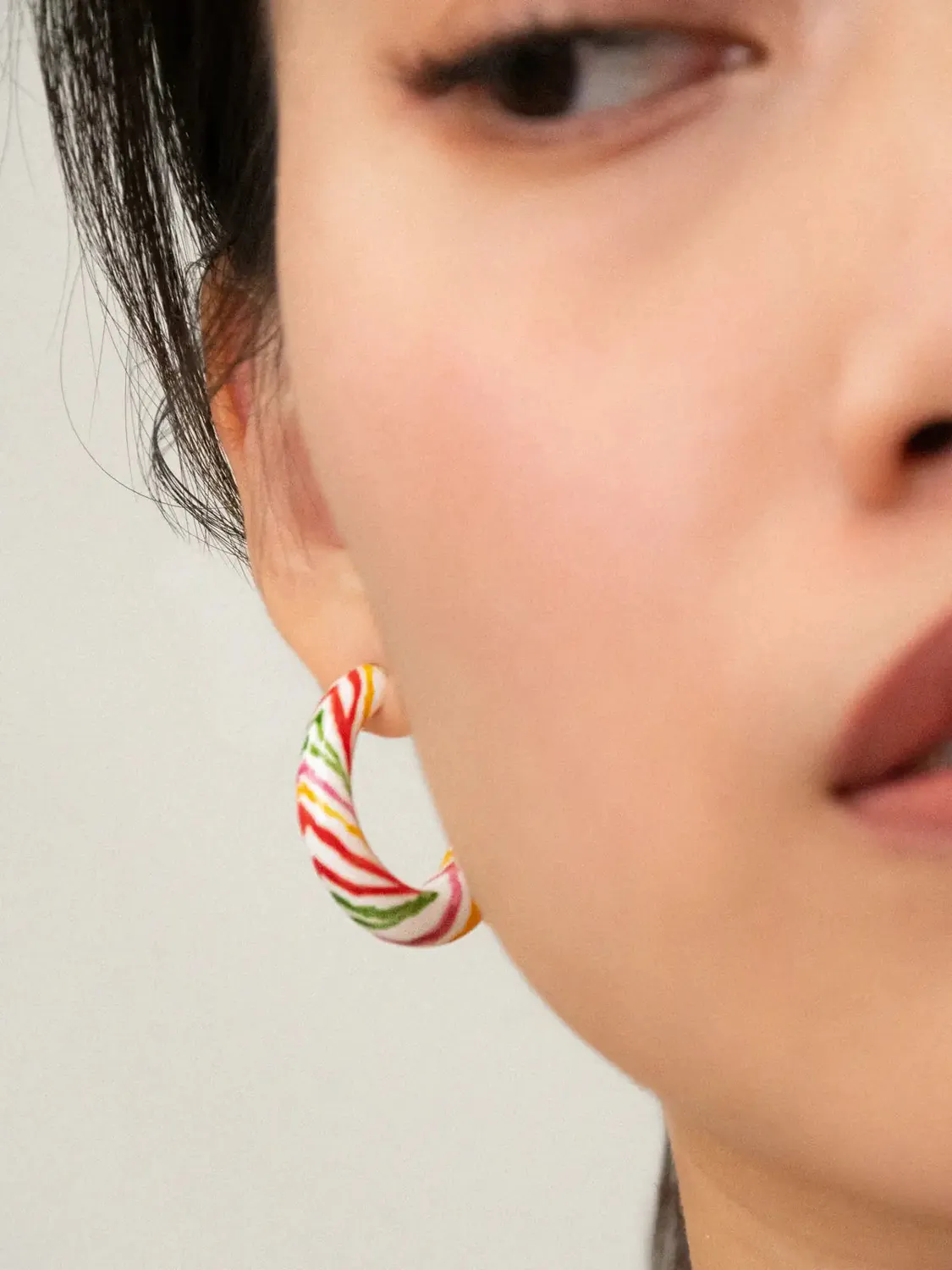 Nach Bijoux créoles Crazy Tiger boucles d'oreilles porcelaine