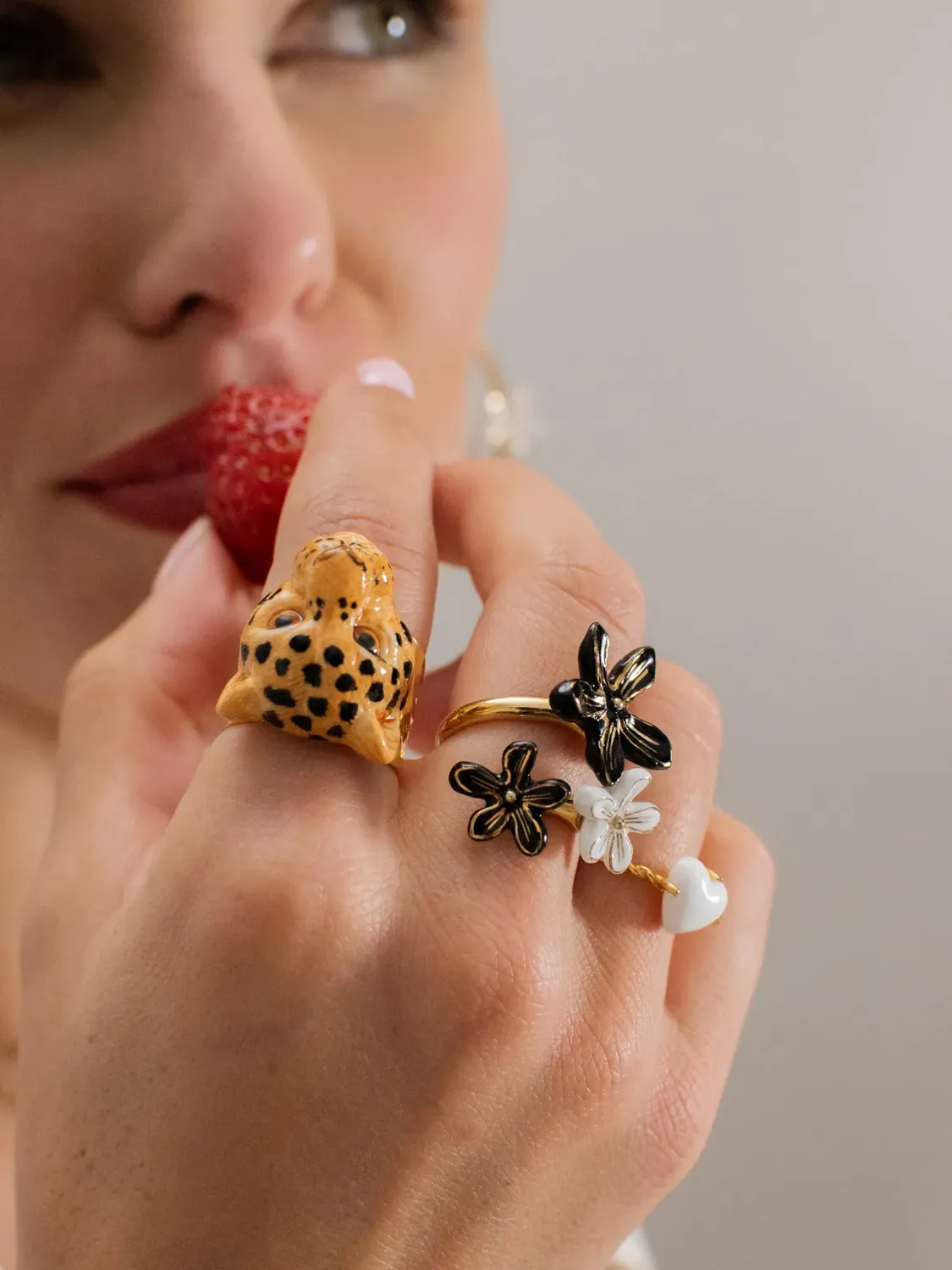 Nach Bijoux Idole sauvage multi fleurs dErine bague ajustable doré