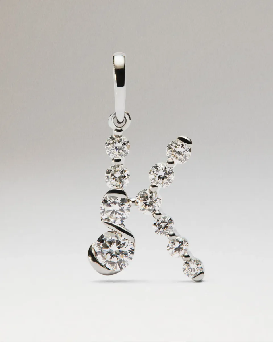 PDPAOLA Diamond Initial K pendentif or blanc diamants