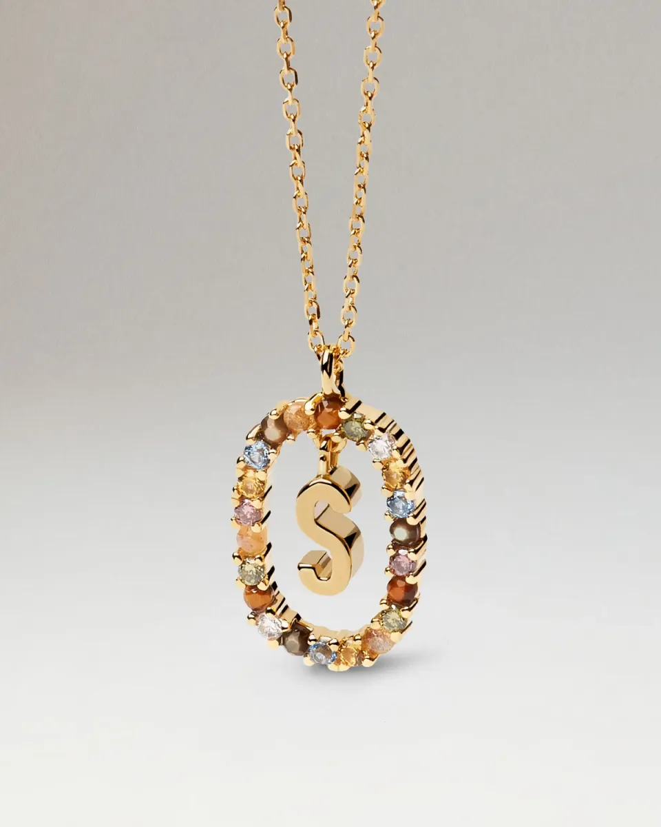 PDPAOLA Letter S collier lettre plaqué or zirconia