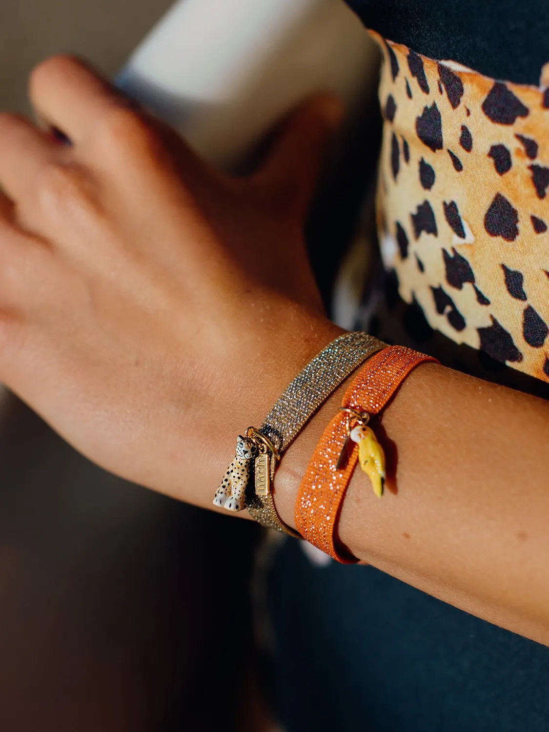 Nach Bijoux twistband léopard bracelet élastique doré